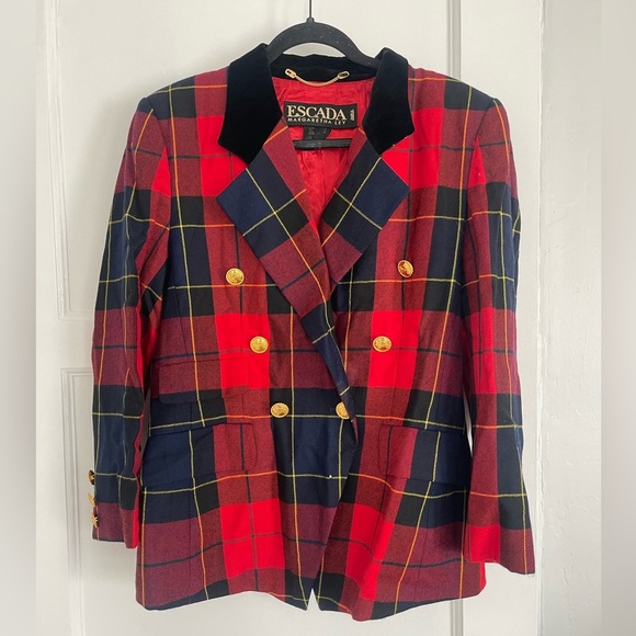 Vintage Escada by Margaretha Ley plaid women’s blazer - Picture 1 of 9